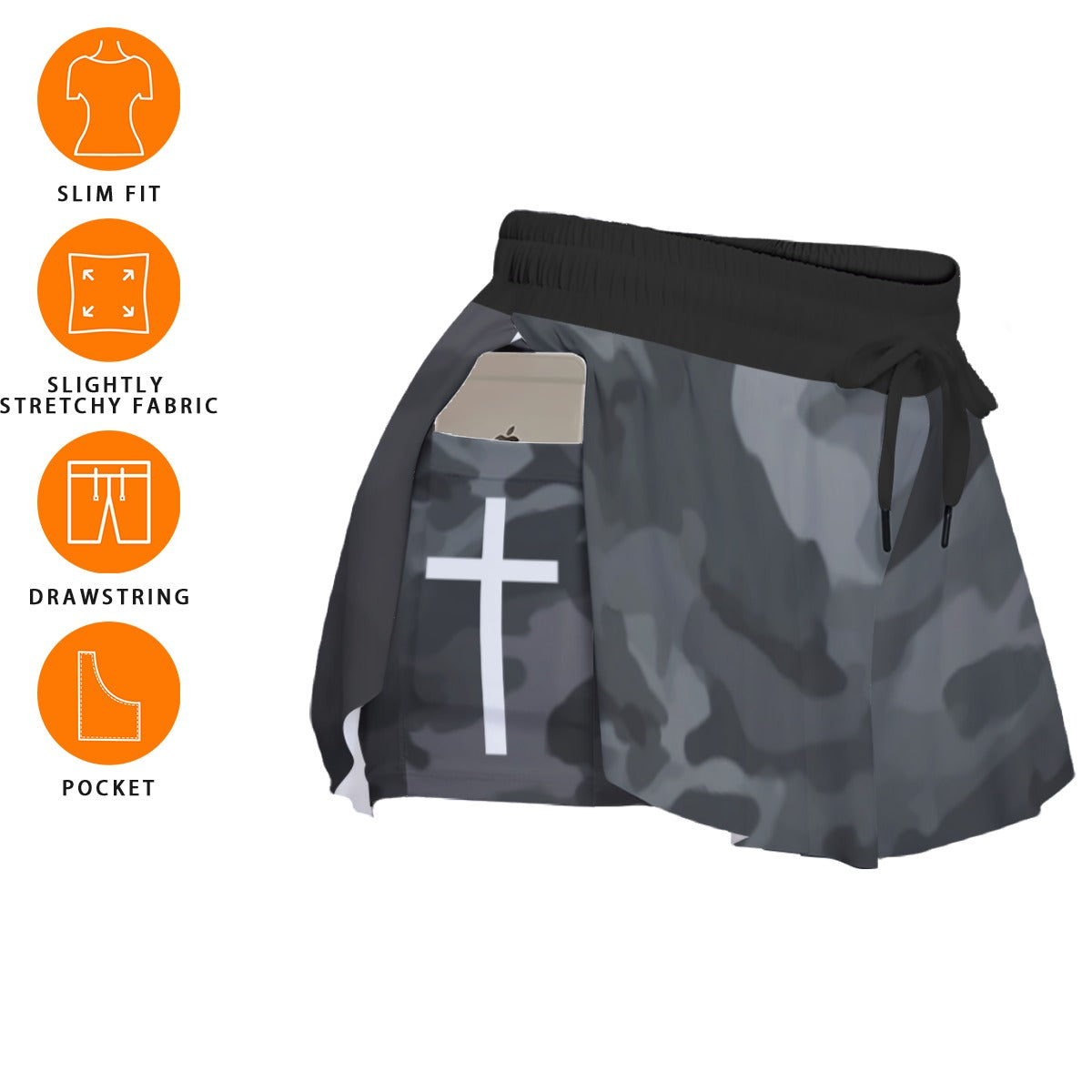 BLACK CAMO Women's Sport Skorts With Pocket