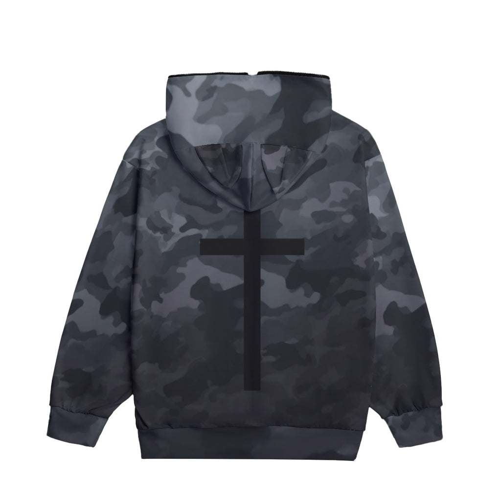 CAMO CROSS Unisex Pullover Hoodie With Zipper Closure
