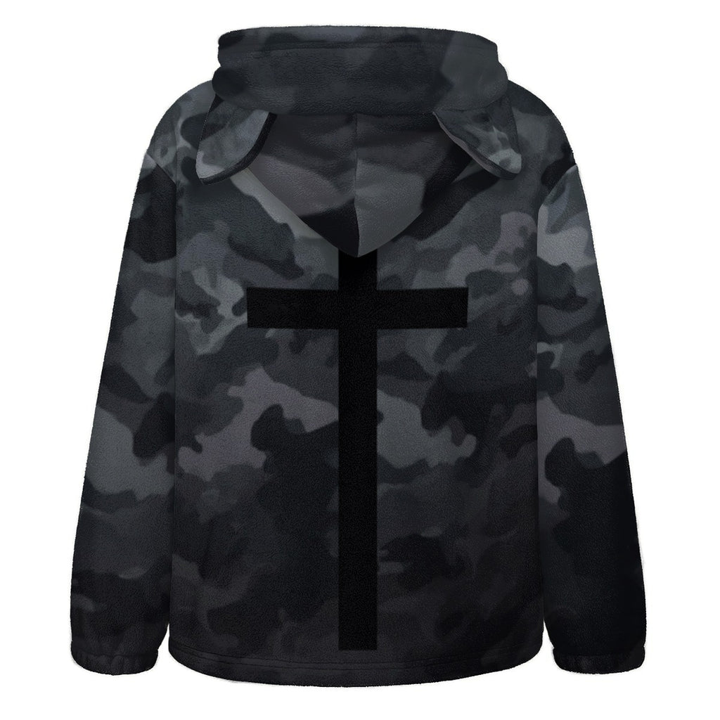 BLACK CATMO CROSS Unisex Cozy Cat Ear Hoodie