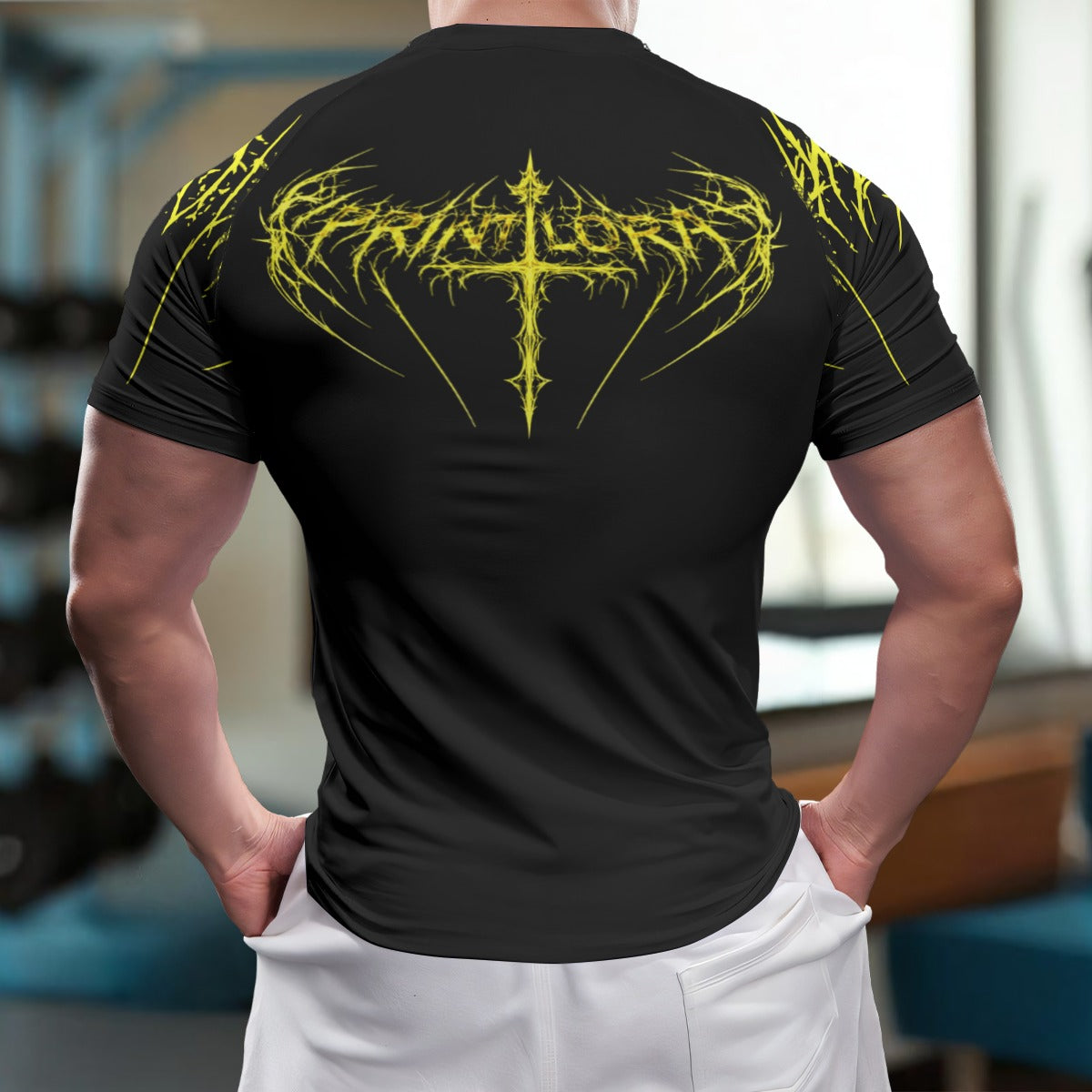 PRINTLORA NEON CROSS Unisex Yoga Sports Short Sleeve T-Shirt