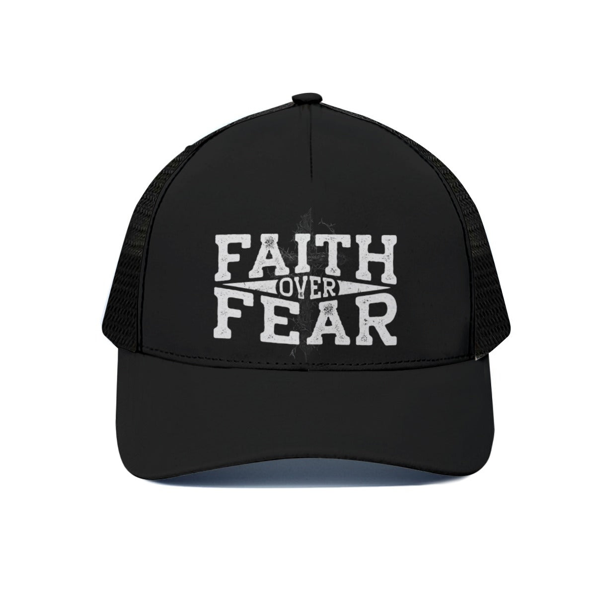 FAITH OVER FEAR Unisex Trucker Hat With Black Half-mesh