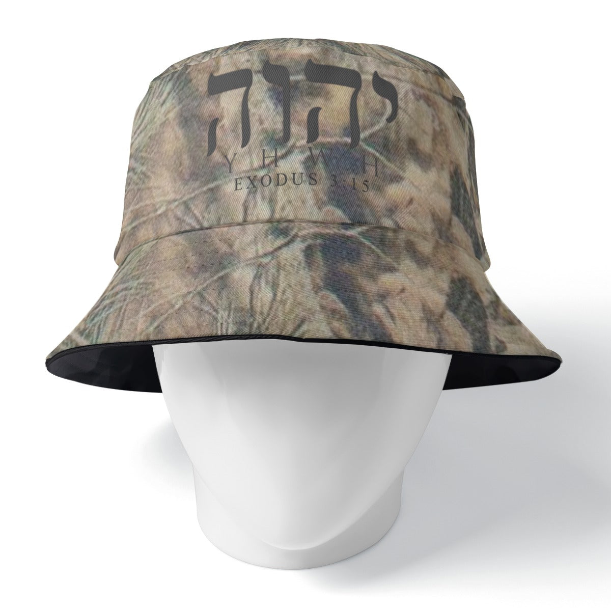 YHWH EXODUS 3:15 BLACK&TREE CAMO Double-Side Printing Bucket Hat