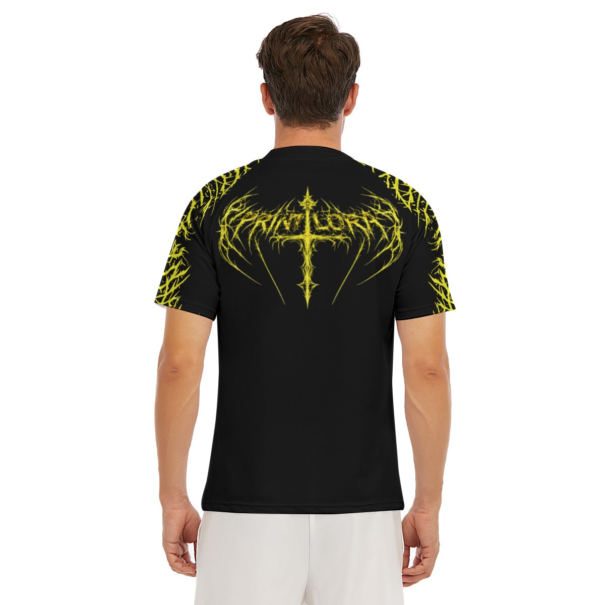 PRINTLORA NEON CROSS Men's Tight Surf Clothing With Half Sleeves
