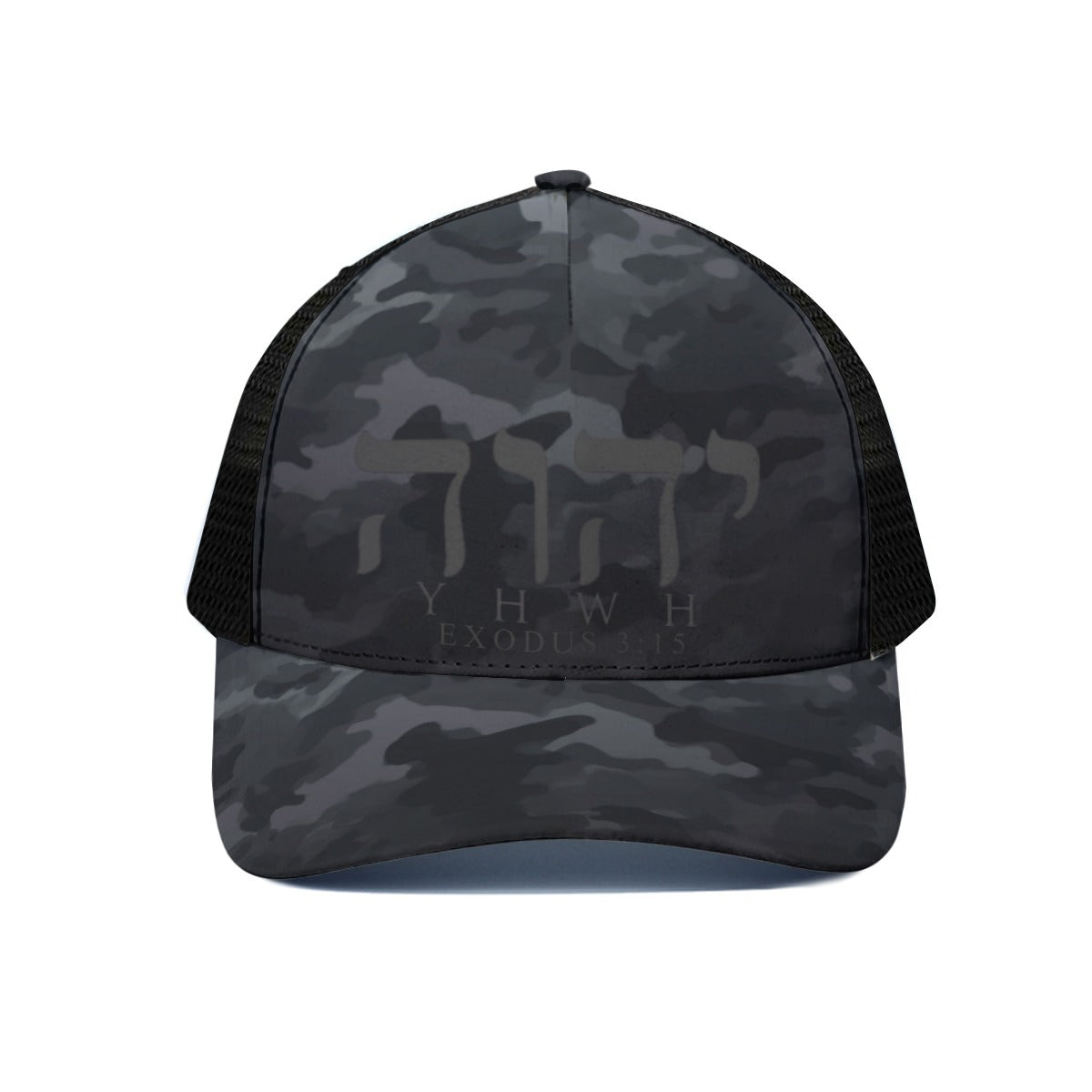 YHWH Unisex Trucker Hat With Black Half-mesh
