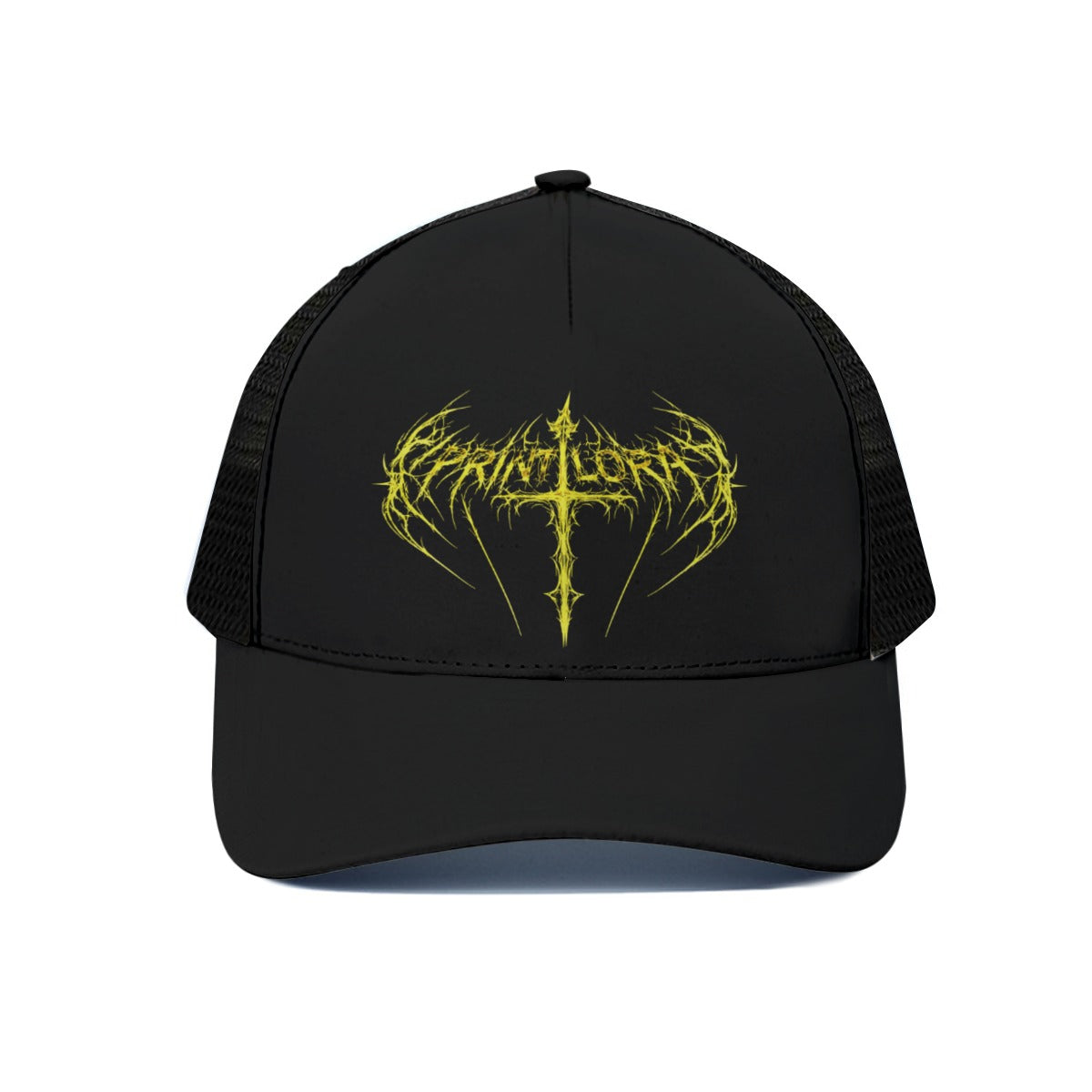 PRINTLORA NEON CROSS Unisex Trucker Hat With Black Half-mesh