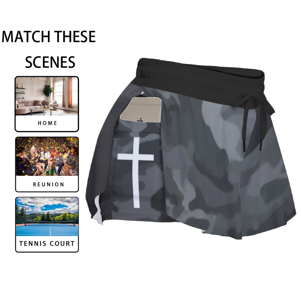 BLACK CAMO Women's Sport Skorts With Pocket