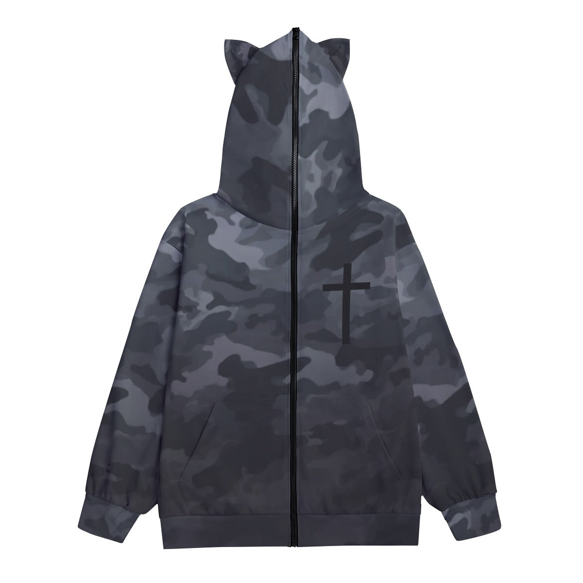 CAMO CROSS Unisex Pullover Hoodie With Zipper Closure