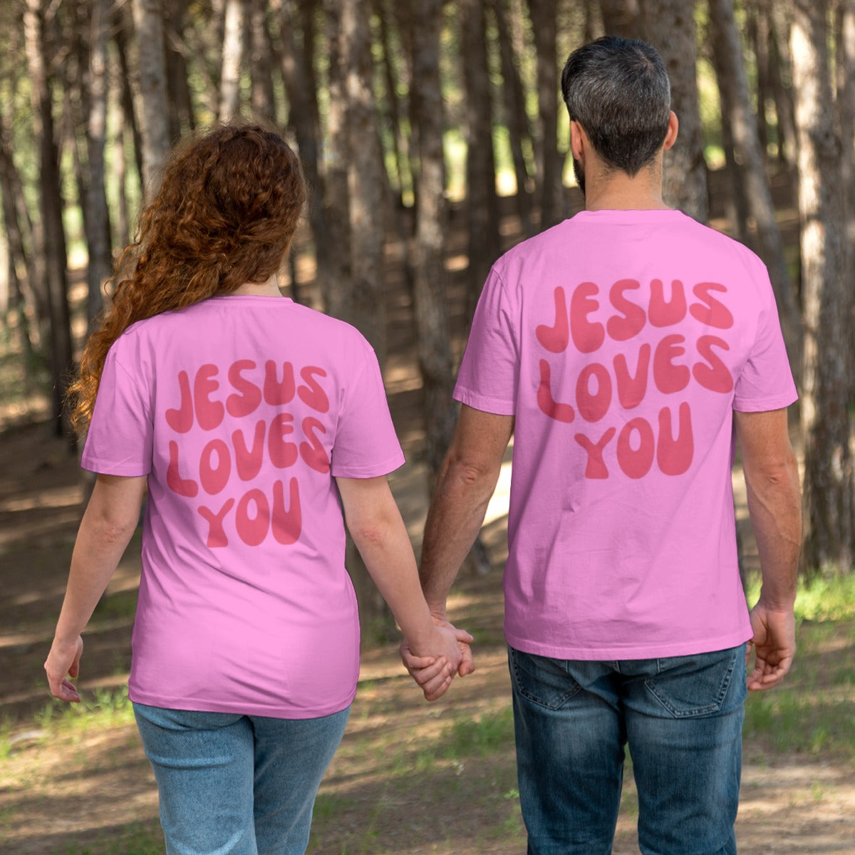 JESUS LOVES YOU PINK O-Neck T-Shirt