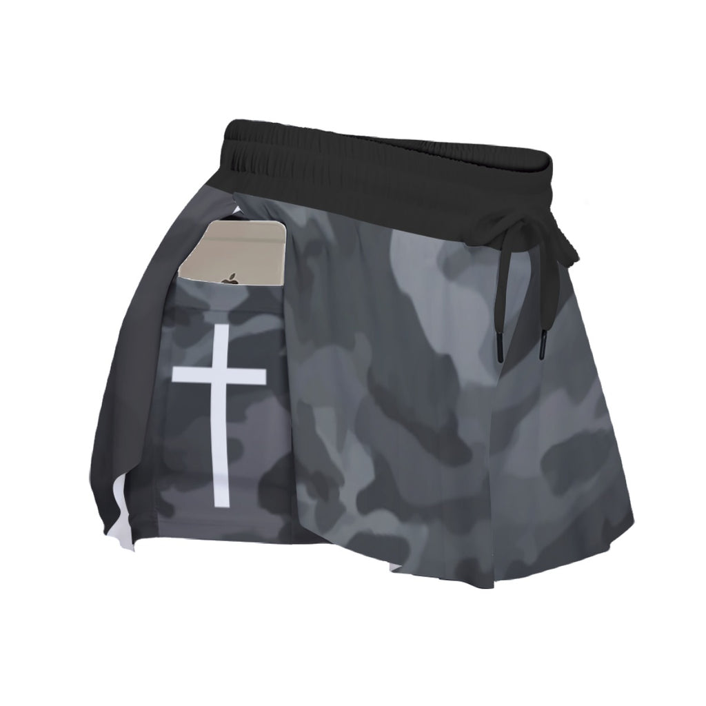 BLACK CAMO Women's Sport Skorts With Pocket