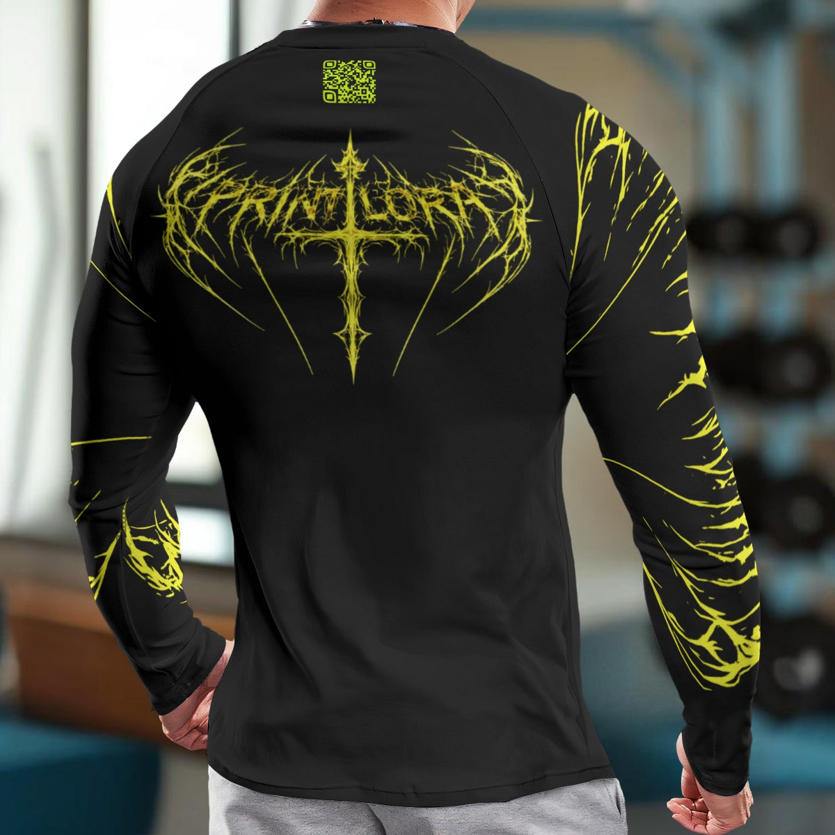 PRINTLORA NEON CROSS Unisex Yoga Sports Long Sleeve T-Shirt