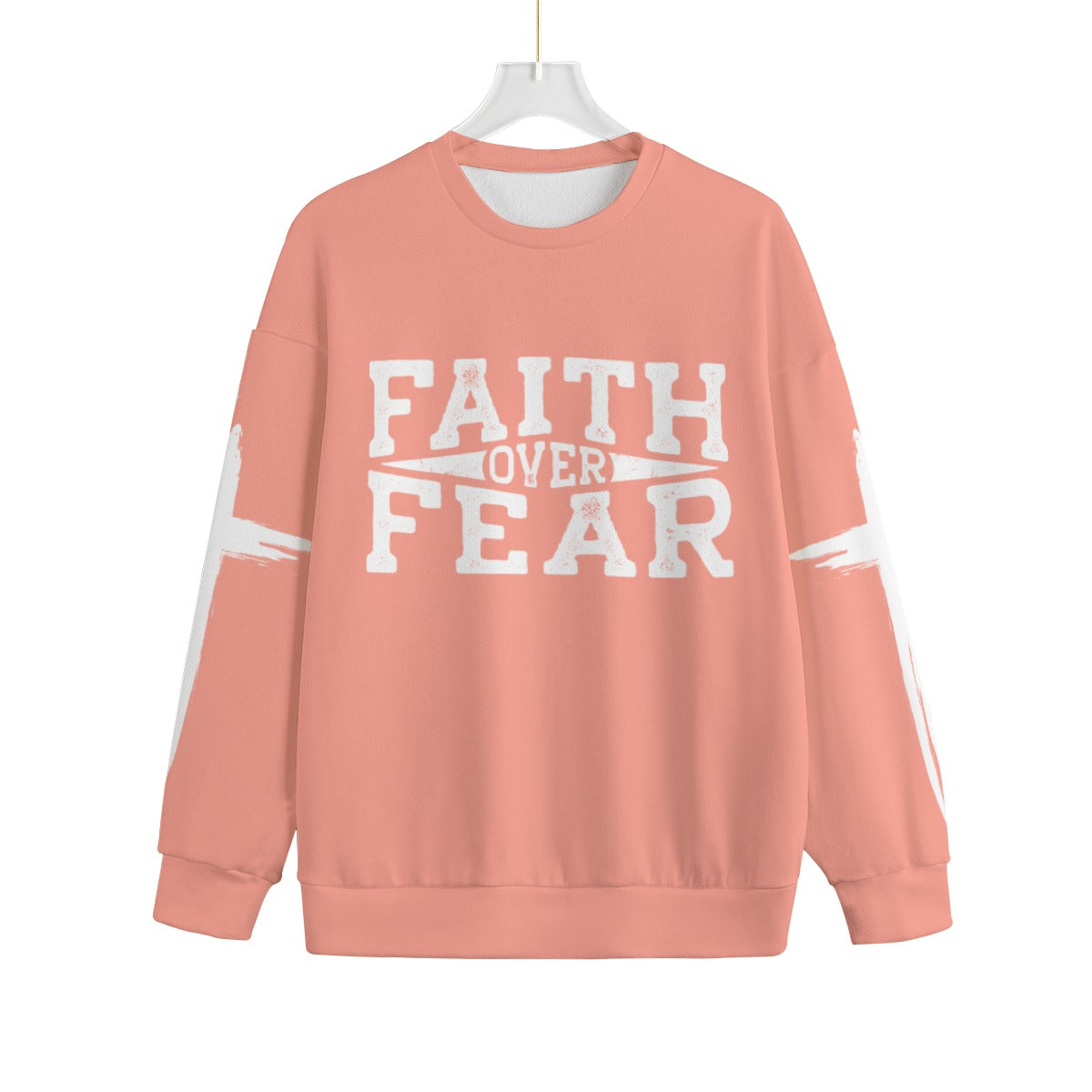 FAITH OVER FEAR Unisex Drop-shoulder Knitted Fleece Sweater
