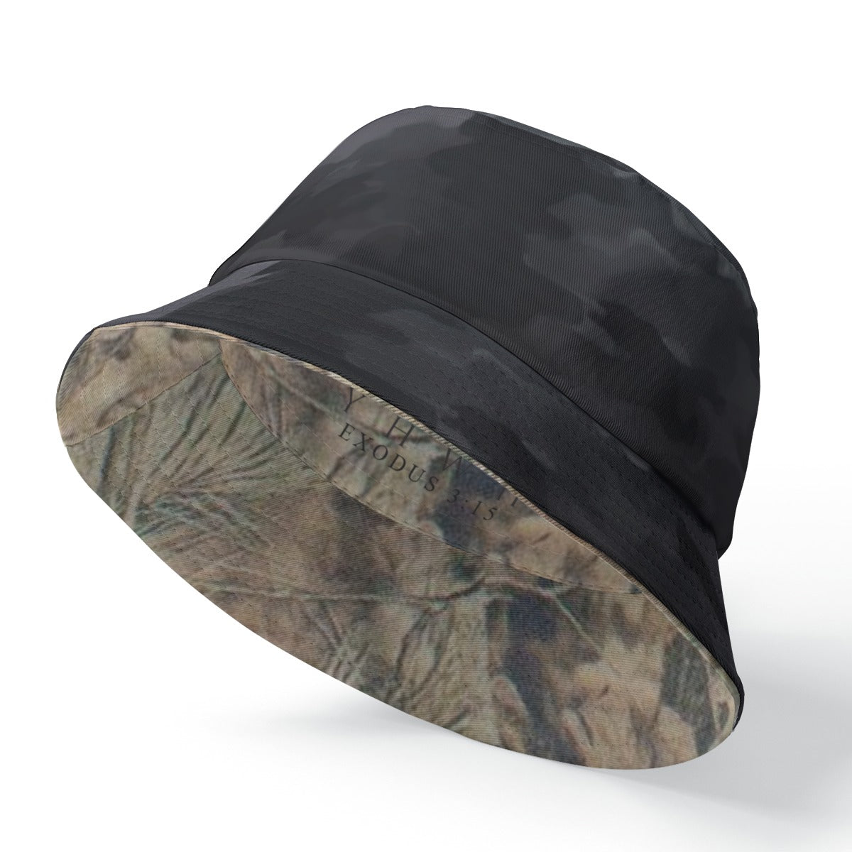 YHWH EXODUS 3:15 BLACK&TREE CAMO Double-Side Printing Bucket Hat