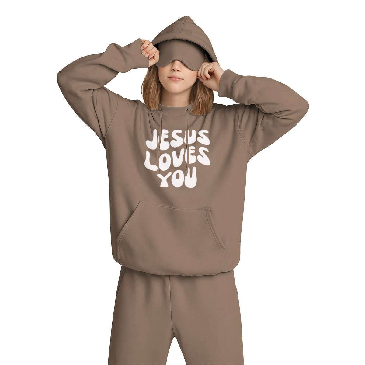 JESUS LOVES YOU Women's Travel Nap Hoodie with Built-in Eye Mask