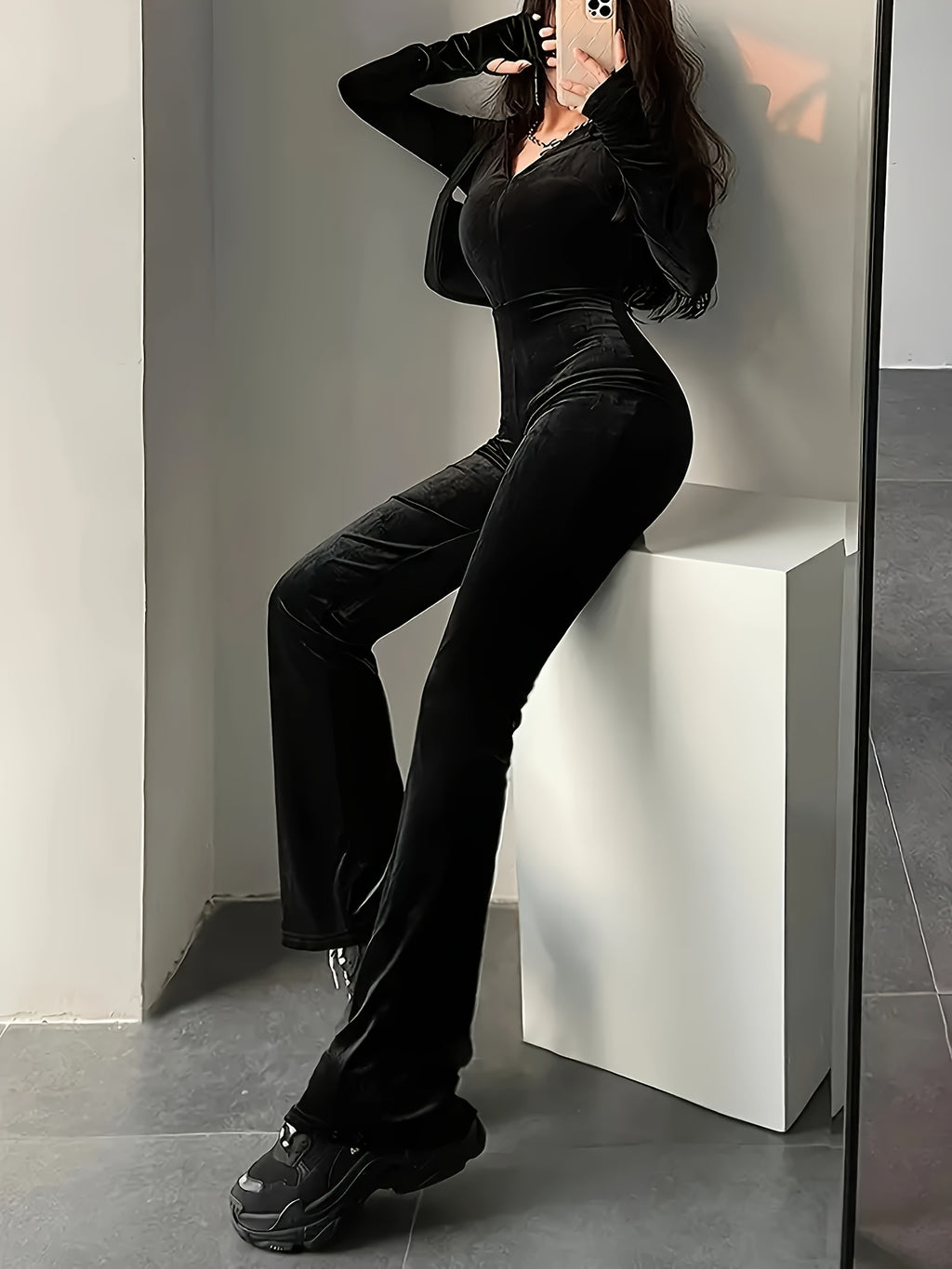 Stretchy Velvet Jumpsuit