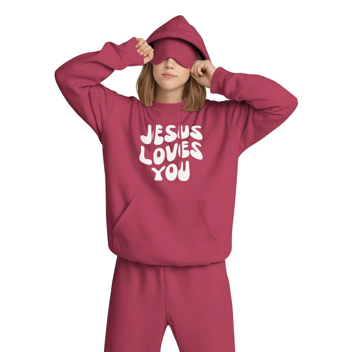 JESUS LOVES YOU Women's Travel Nap Hoodie with Built-in Eye Mask