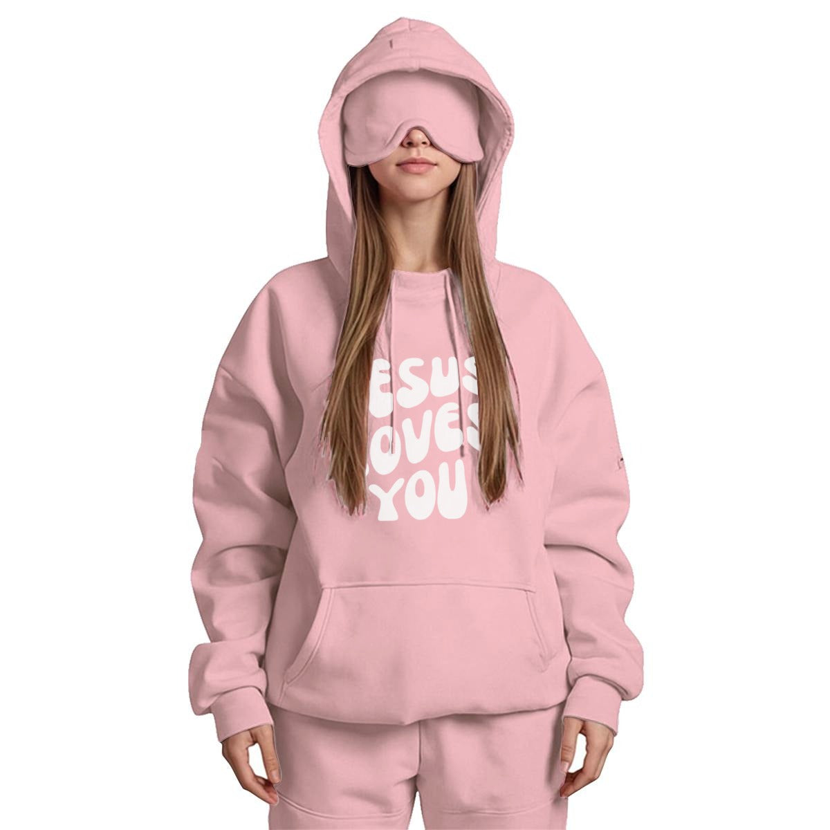 JESUS LOVES YOU Women's Travel Nap Hoodie with Built-in Eye Mask