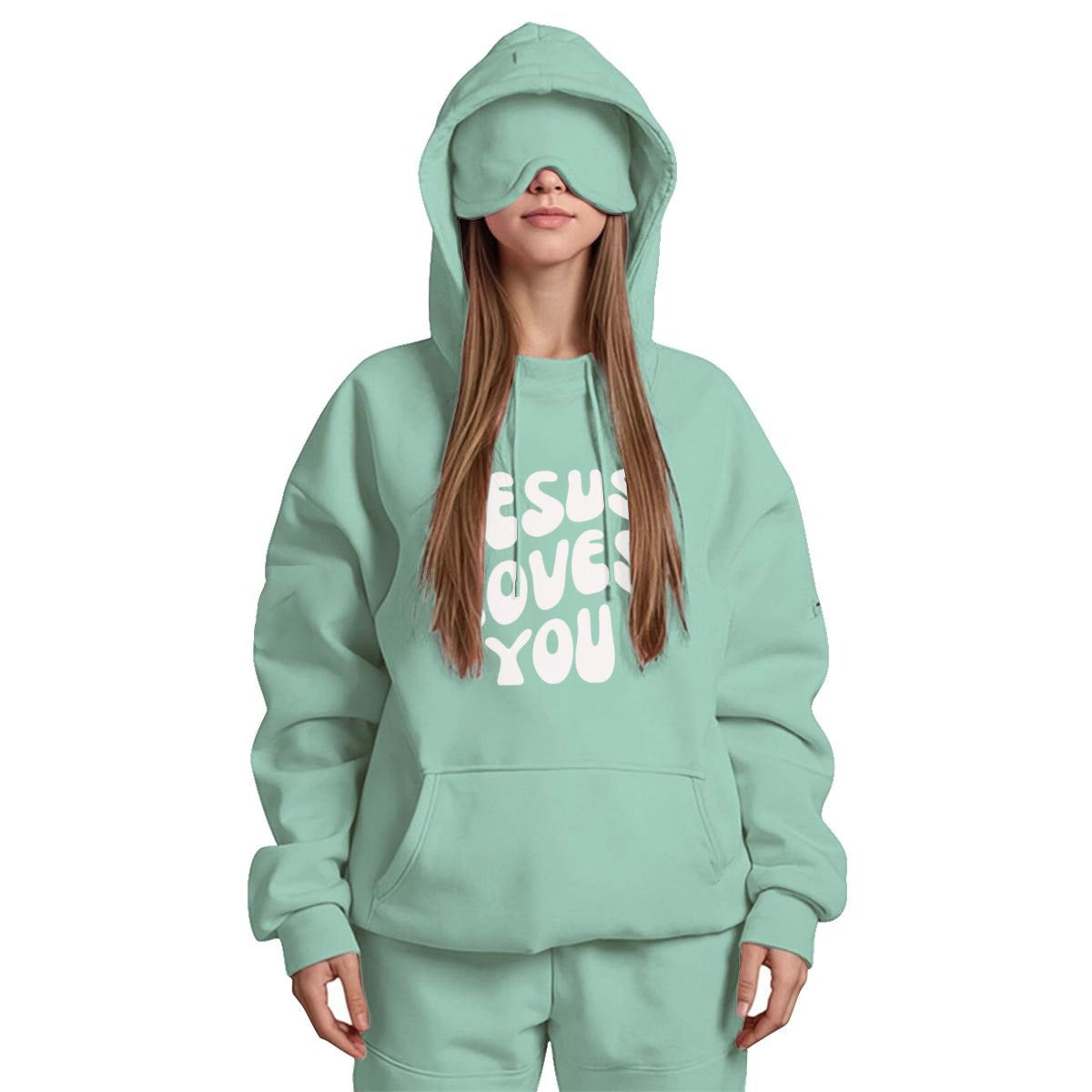 JESUS LOVES YOU Women's Travel Nap Hoodie with Built-in Eye Mask